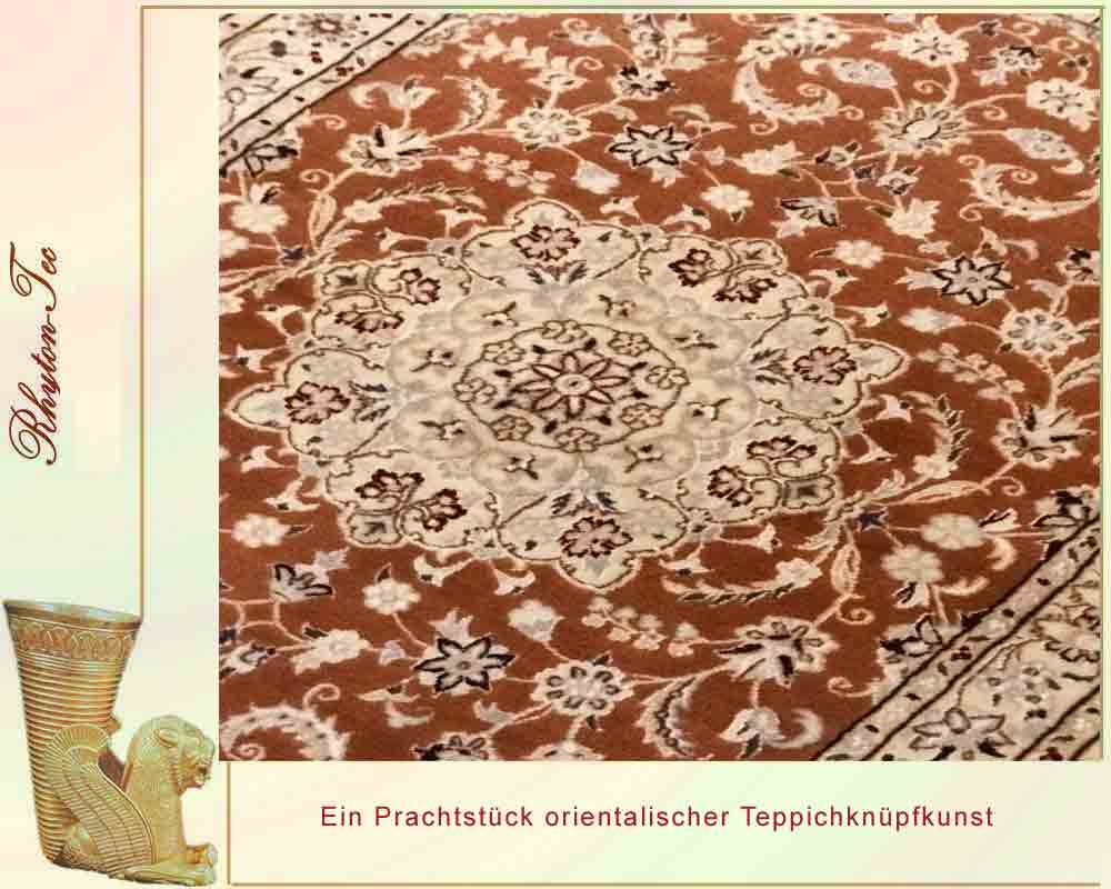 Eleganter Perser Teppich, 149x84 cm, Seide auf Wolle, in Rot und Weiß
