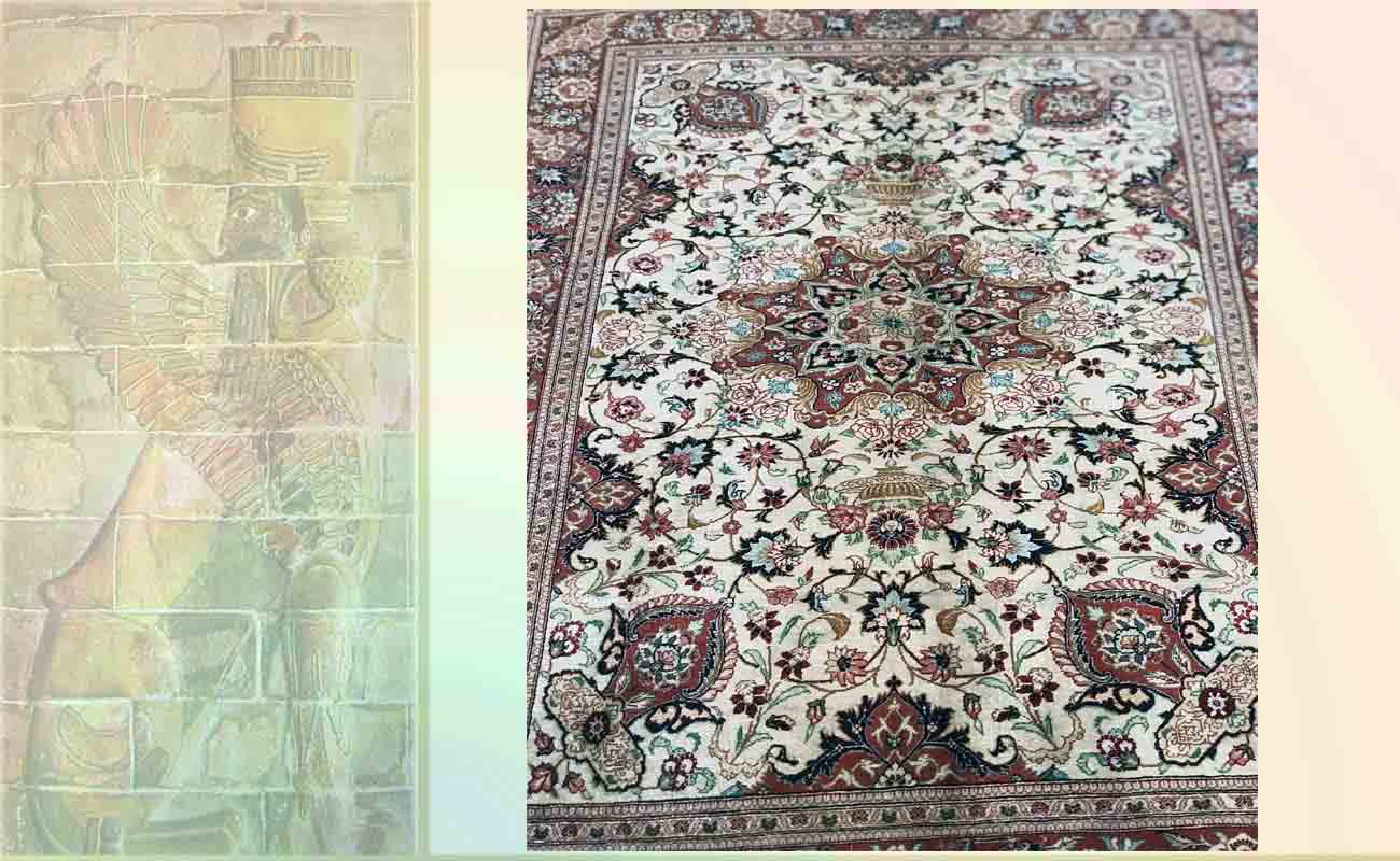 Prachtvoller Perser Teppich aus Ghom in den Farben Rot und Creme